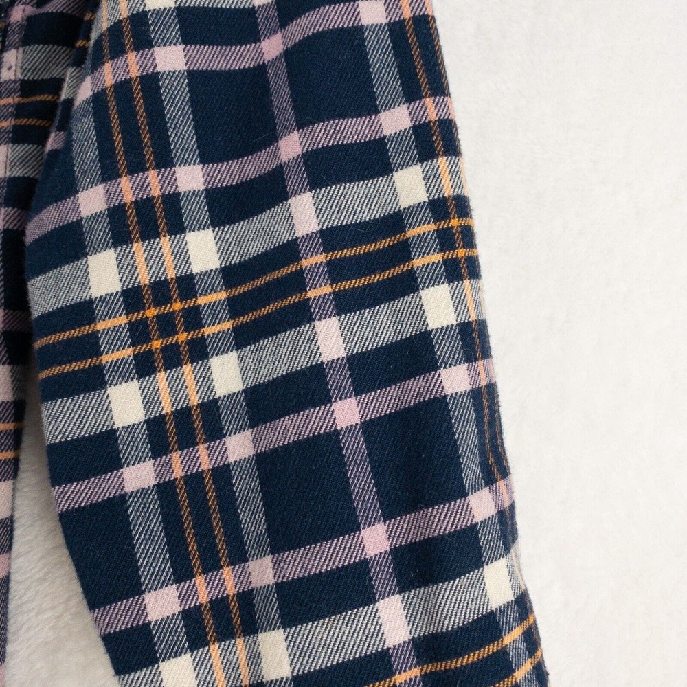 L.L. Bean Flannel Shirt Womens Medium Blue Pink Plaid Long Sleeve Soft - Picture 4 of 12